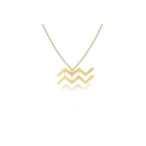Colar Signo De Aquário Folheado Em Ouro 18k
