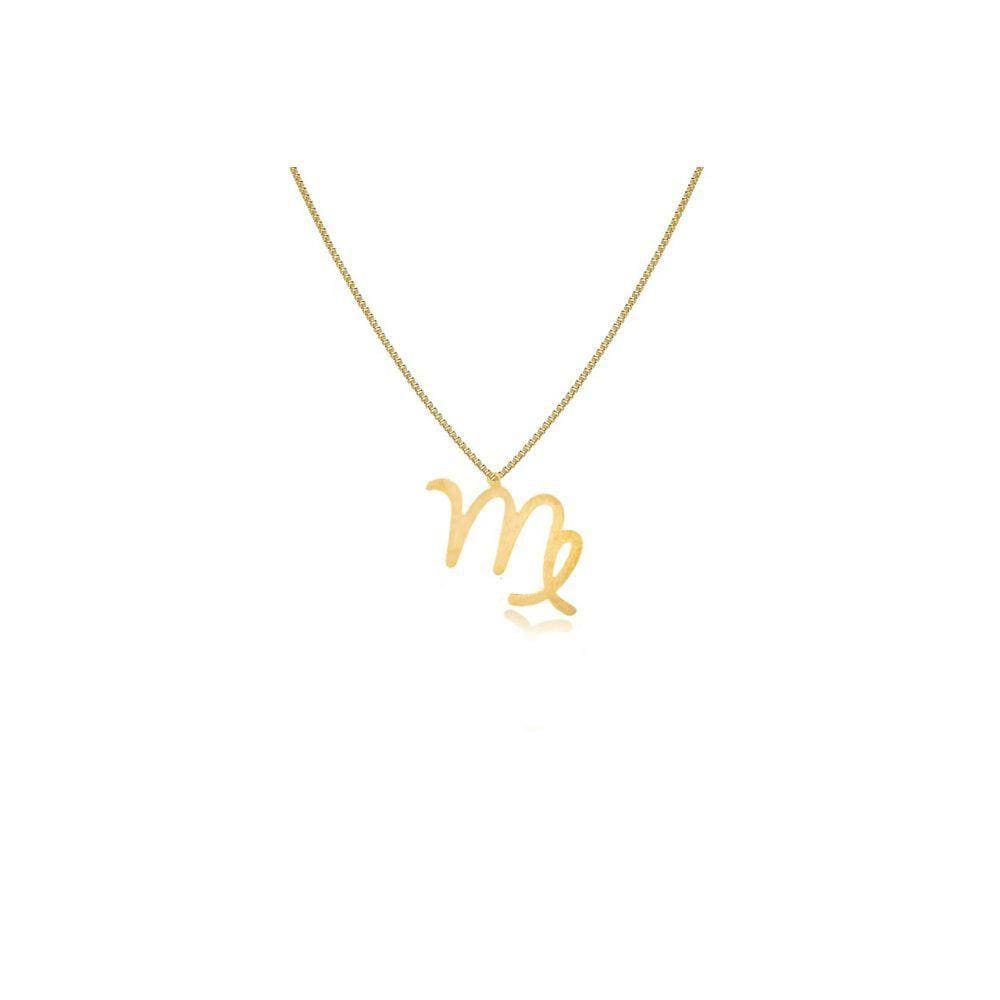 Colar Signo De Virgem Folheado Em Ouro 18k
