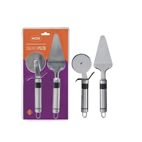 Conjunto De Pizza Cortador E Espátula 2 Pçs Inox Doce Cozinha Mor