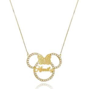 Colar Mickey E Miney Nome Trabalhado Em Zircônia