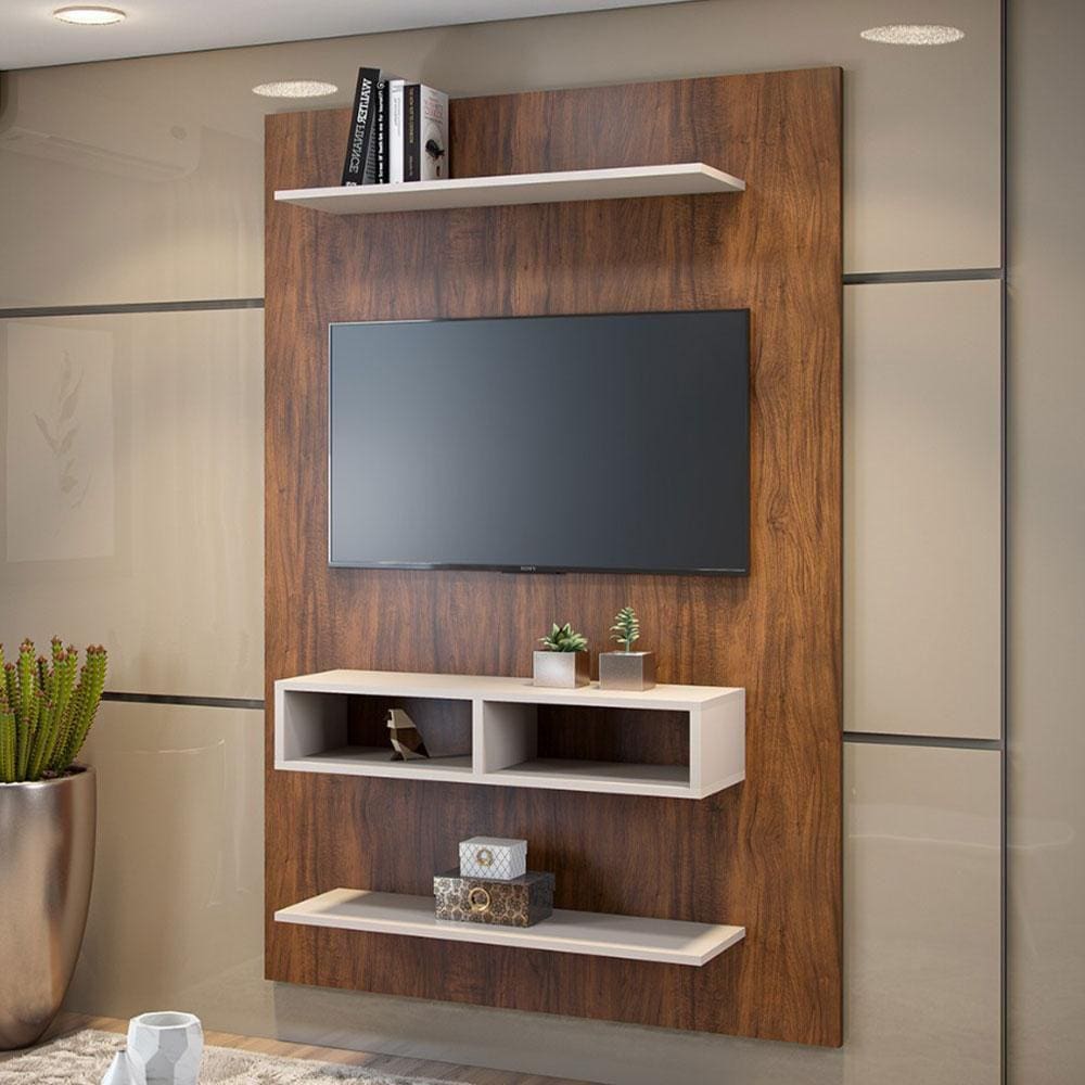 Painel Para TV de Até 43" Byte Viero Imbuia e Off White