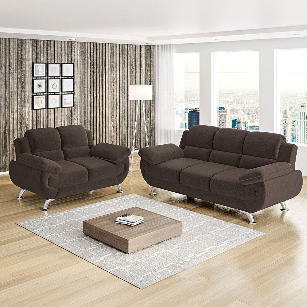 Conjunto de Sofá 2 e 3 Lugares Suede Café Avalon Linoforte