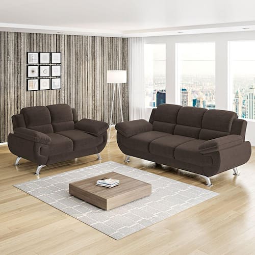 Conjunto de Sofá 2 e 3 Lugares Suede Café Avalon Linoforte