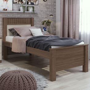 Cama de Solteiro Madeira Mdf Imbuia Naturale Athenas Lopas