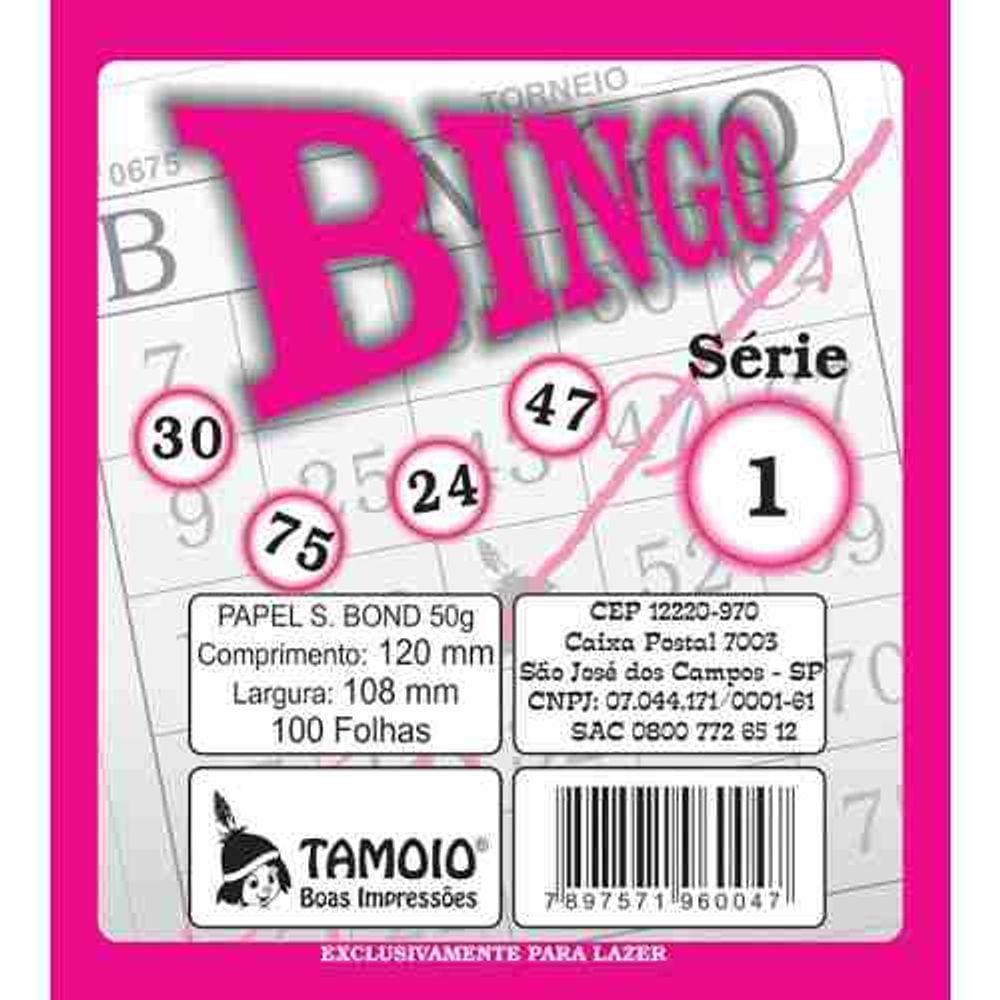 Cartela De Bingo Tamoio Rosa PACK COM 15 UNIDADES