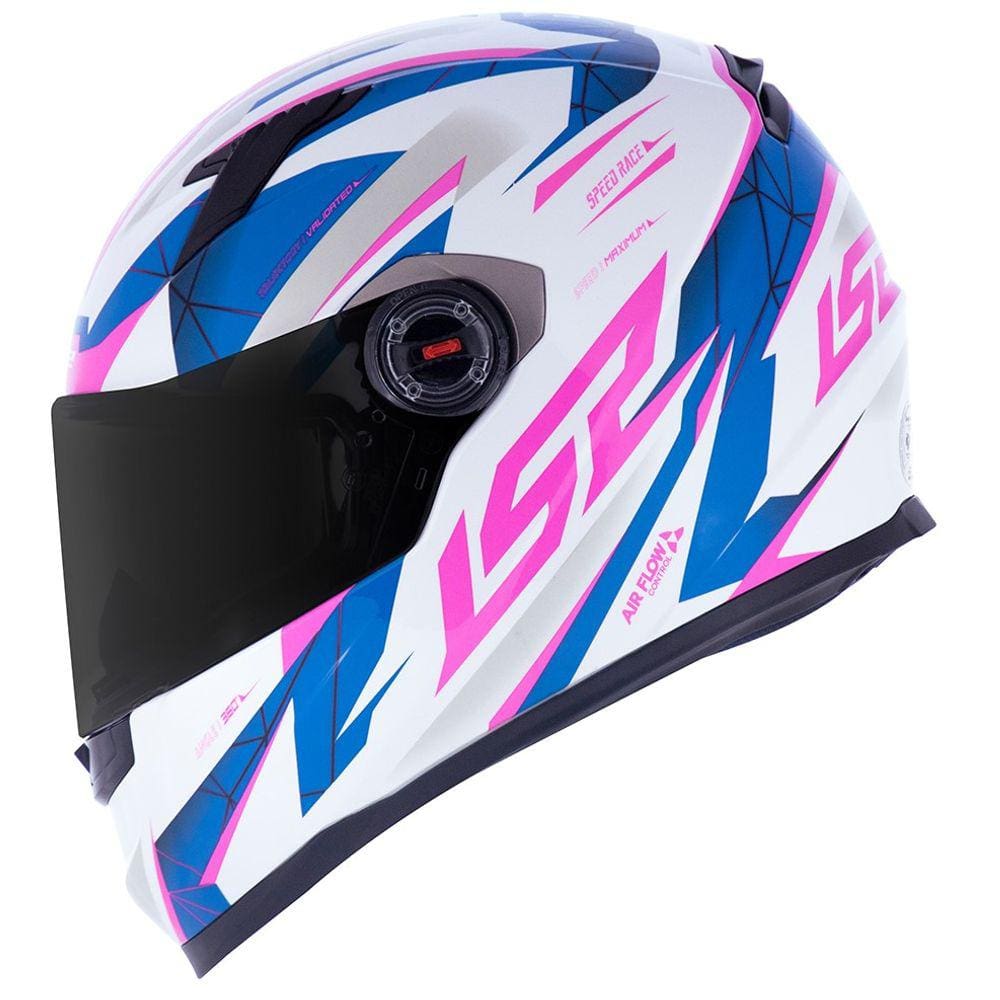 Capacete Ls2 ff358 Draze Branco Azul Rosa
