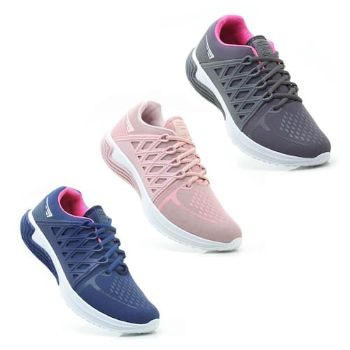 Kit 3 Tênis Esportivo Feminino Cadarço Academia Fitness - 35 - Azul doce