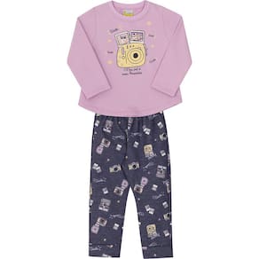 Conjunto Infantil Blusão e Calça em Moletom Jaca Lelé Click Lilás e Azul