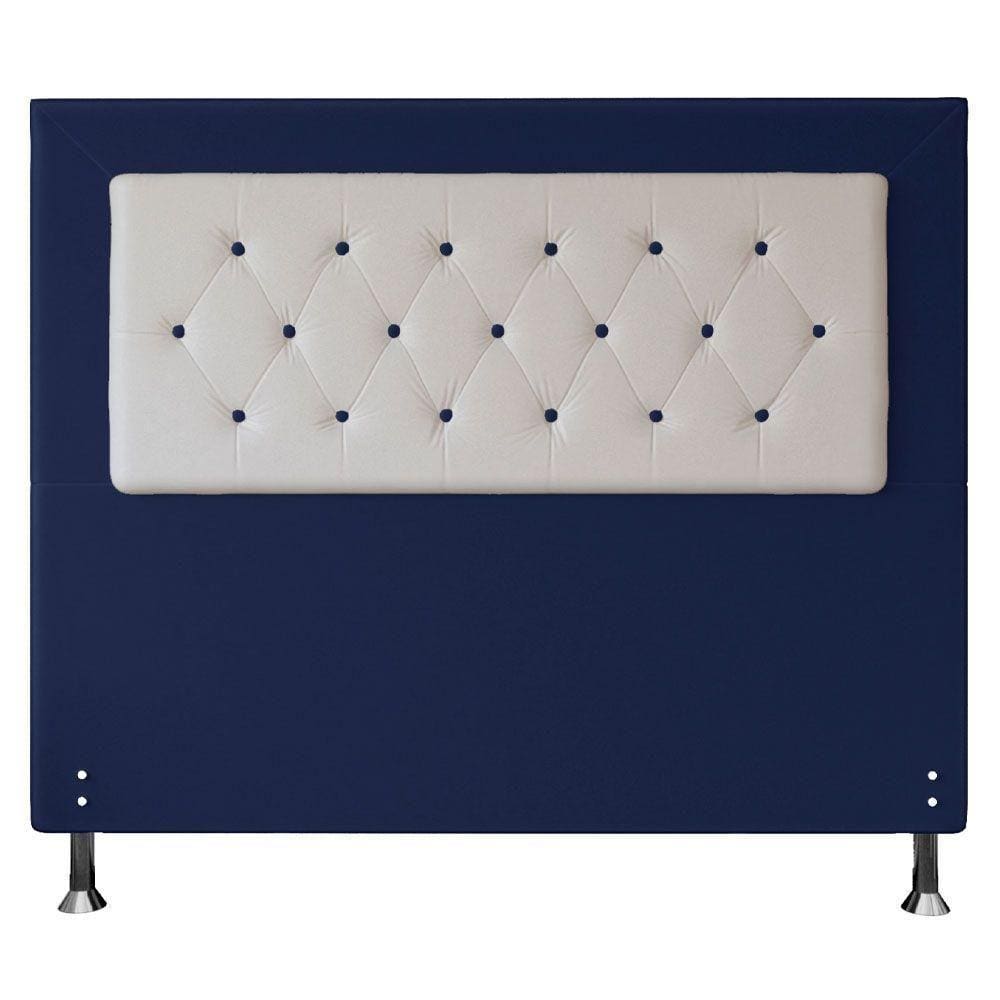 Cabeceira Queen 1,60m Havana Suede Azul Branco