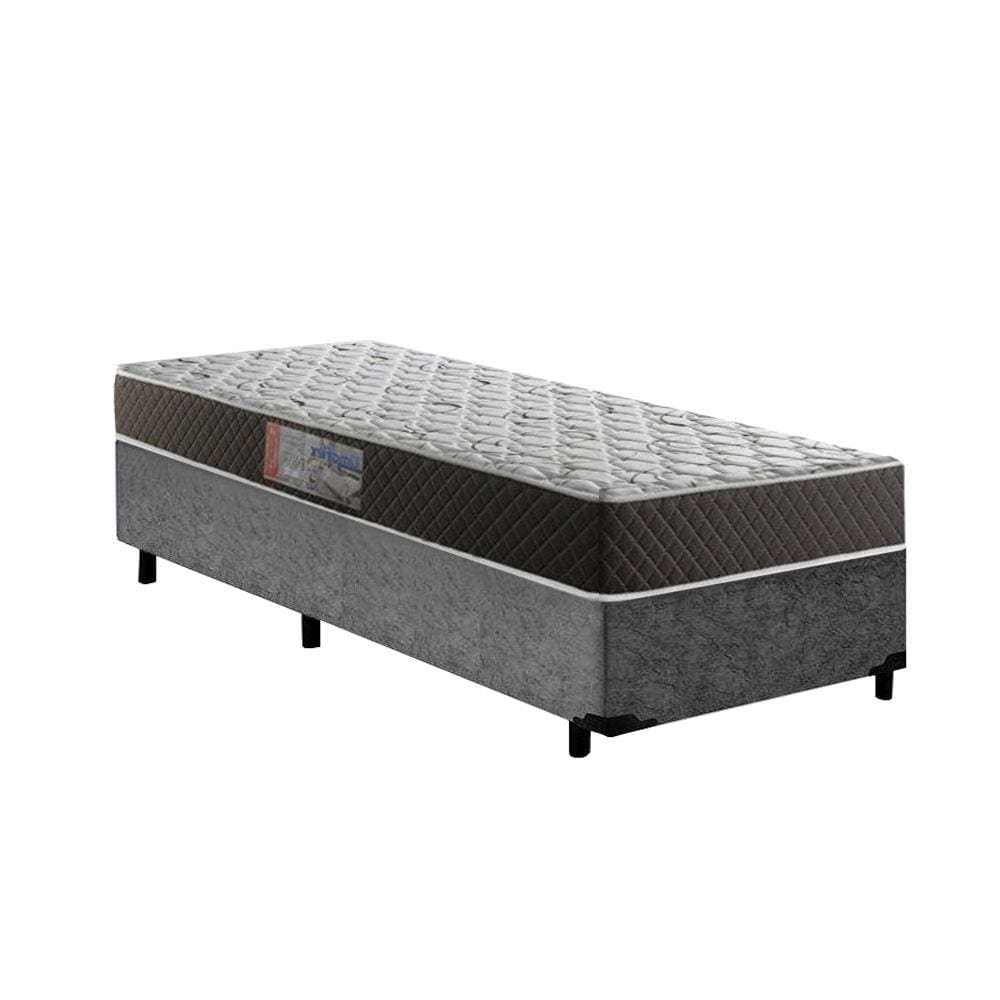 Cama Box Solteiro Colchão Mola Bonnel Acolchões + Box Suede 68x88x188