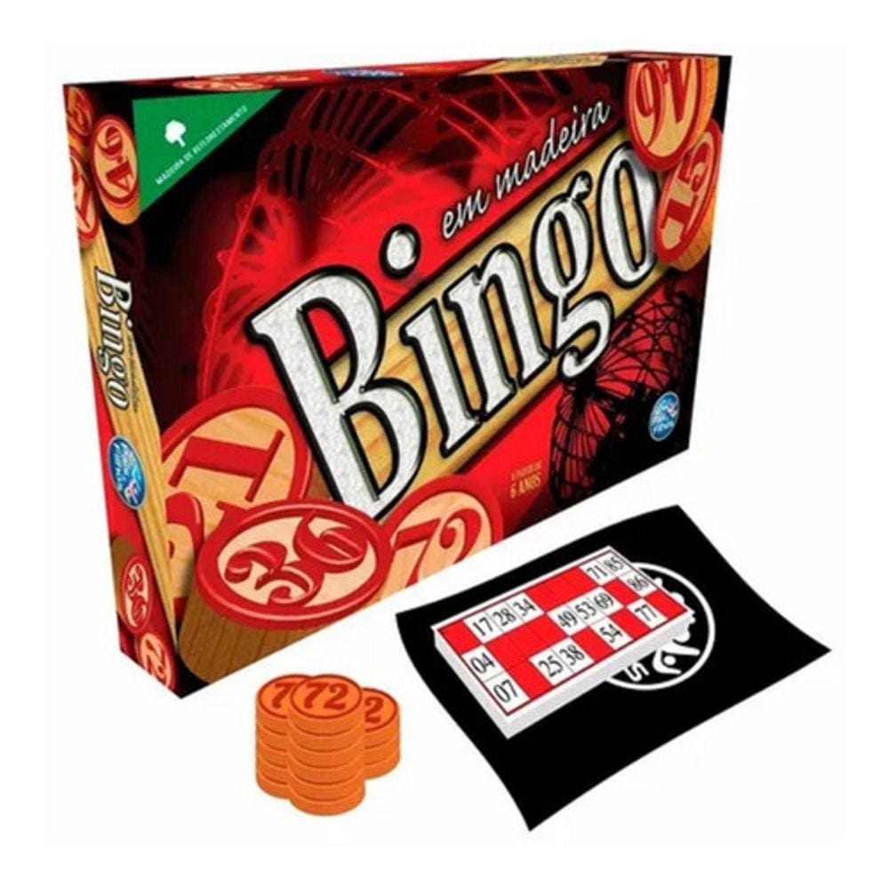 Jogo Bingo Em Madeira Com 36 Cartelas Sorteio 90 Pedras Saco