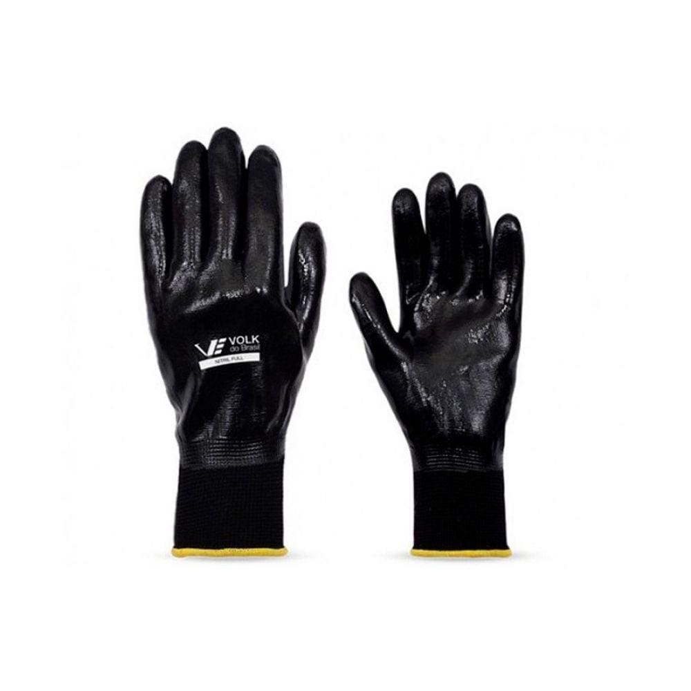 Luva Nitril Full Poliamida Nylon Banho Nitrilico Preta Volk Ca 25280 Tamanho P