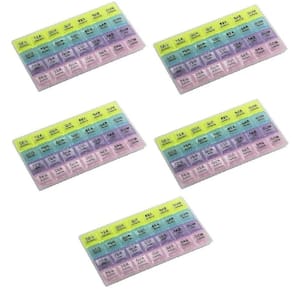 Kit 5 Pçs Caixa Para Medicamento Porta Comprimidos Semanal Diário 28 Compartimentos
