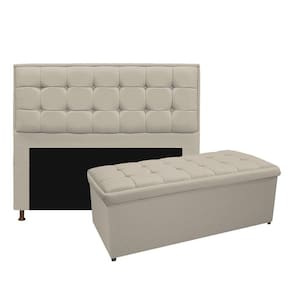 Cabeceira E Calçadeira Copenhague 160 Cm Queen Size Corano Bege