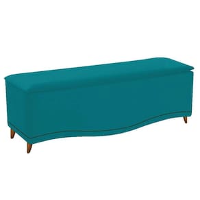 Calçadeira Estofada 195 Cm King Size Suede Azul Turquesa