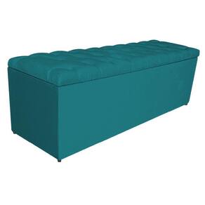 Calçadeira Estofada Liverpool 140 Cm Casal Azul Turquesa