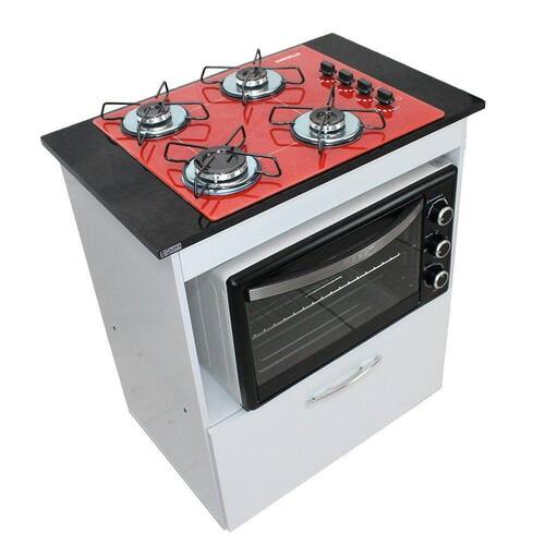 Kit Balcão Com Cooktop Vermelho E Forno Elétrico 220v Branco Casas Bahia