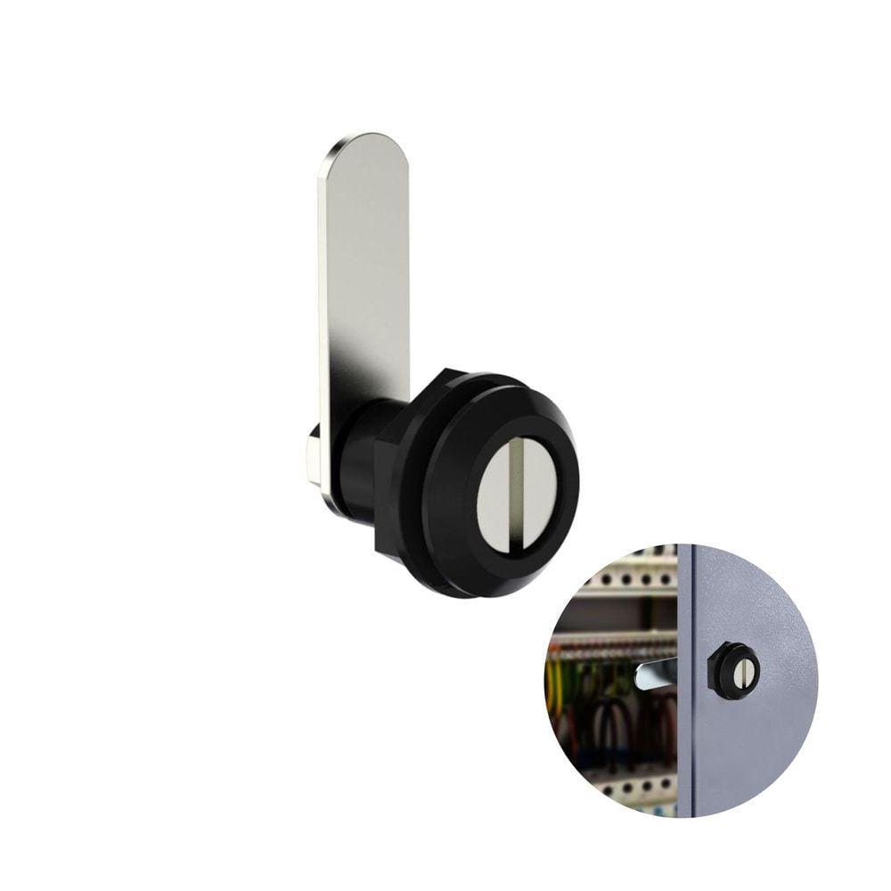 Fecho Lingueta Fenda Preto para Quadro Elétrico e Armários de Aço