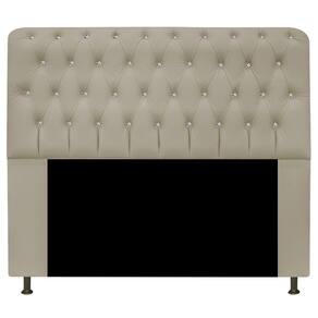 Cabeceira Estofada Lady Com Strass 195cm Queen Size Bege