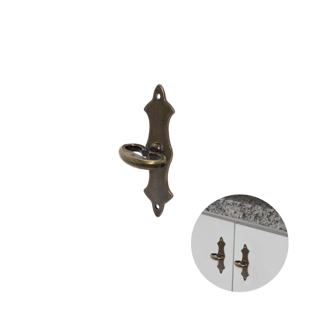 Puxador Chapa Lisa Contornada Pequena Ouro Envelhecido