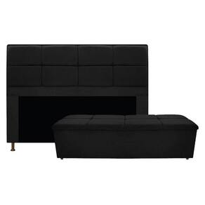 Cabeceira e Calçadeira Munique 160 Cm Queen Size Suede Preto