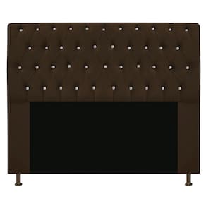 Cabeceira Estofada Lady Com Strass 140cm Queen Size Marrom