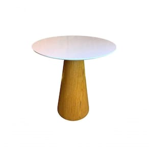 Mesa Cone Para Sala De Jantar - Madeira Freijó Tampo 70 Cm Laca Branca Cor Marrom
