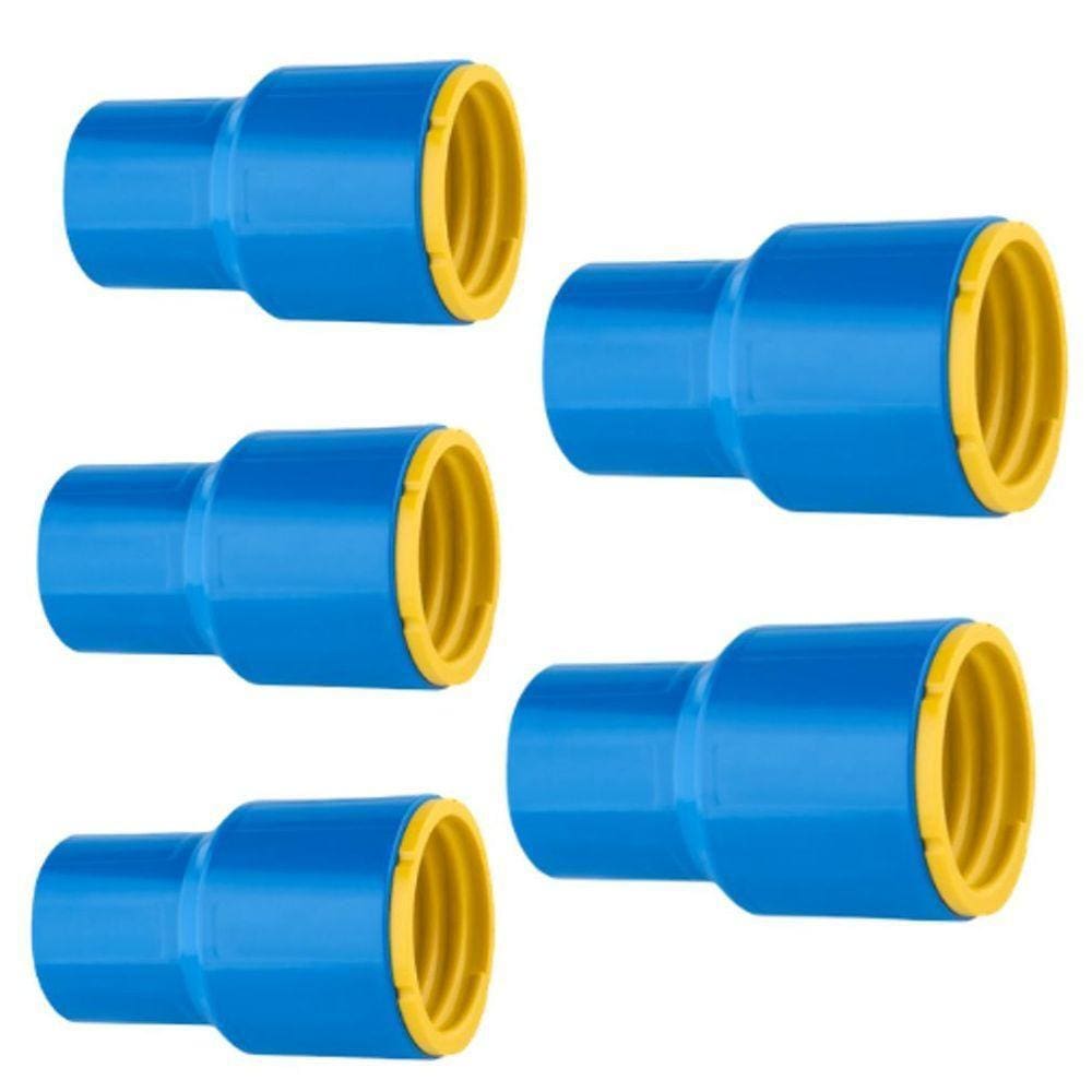 5 Conexões Ponta Fêmea Engate Roscável 2 Pol. Azul Pvc