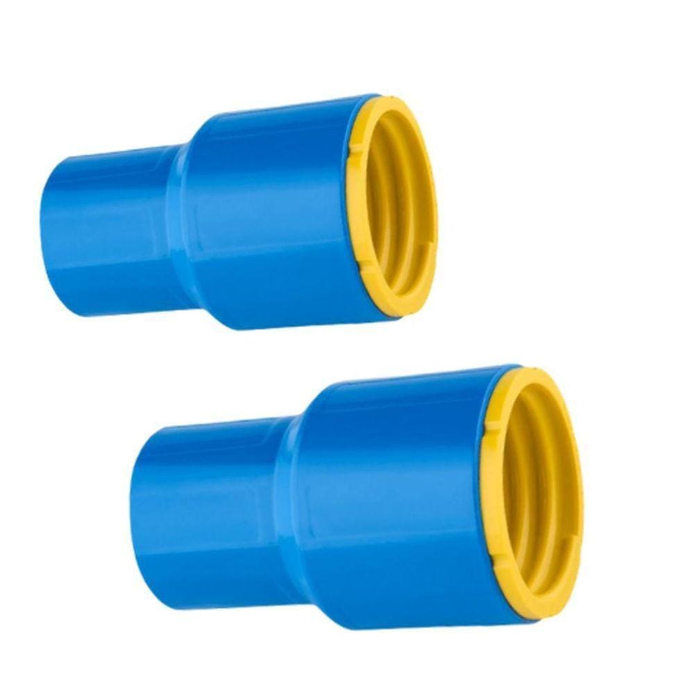 2 Conexões Ponta Fêmea Engate Roscável 3 Pol. Azul Pvc