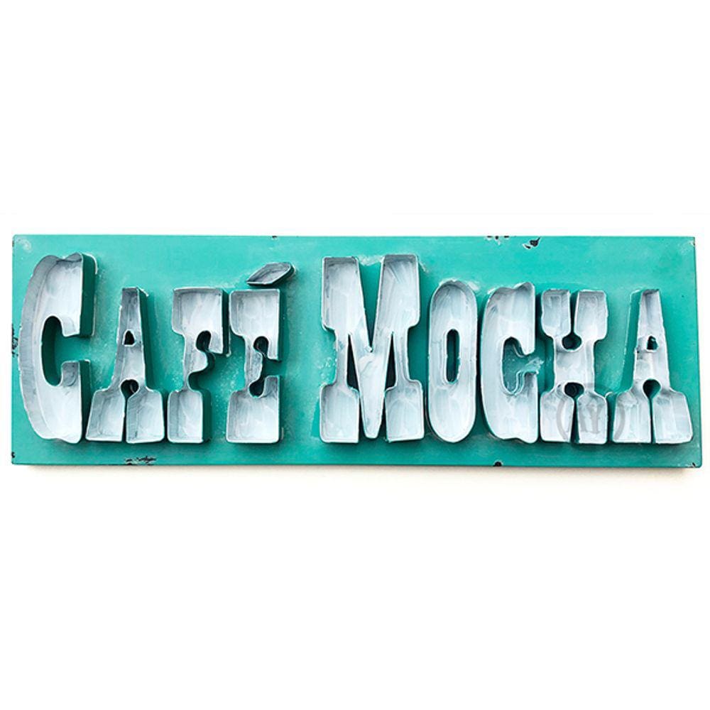 Placa Café Mocha c/ Letras Alto Relevo em Metal Decorativa - Produto Artesanal 60cm