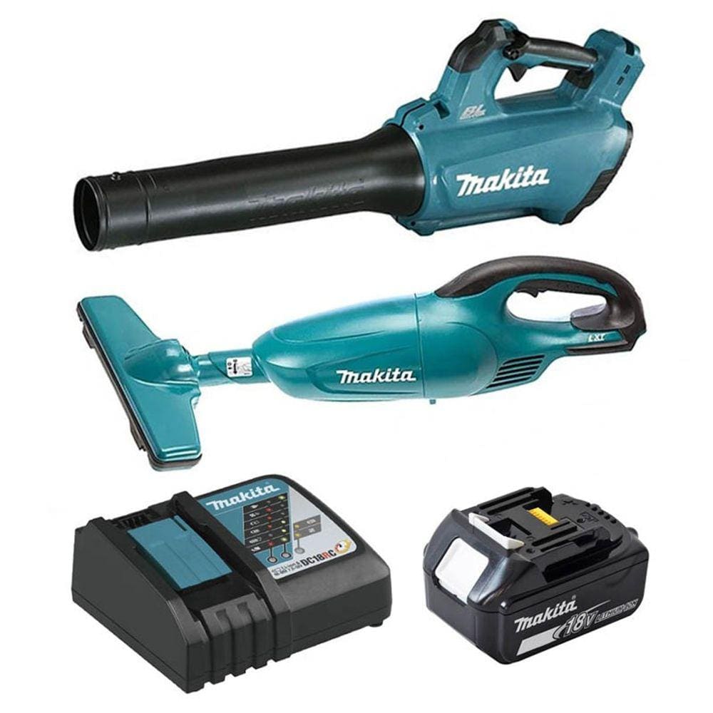 Kit Soprador DUB184Z + Aspirador DCL180Z com Bateria 18v 5.0Ah e Carregador Rápido - Makita