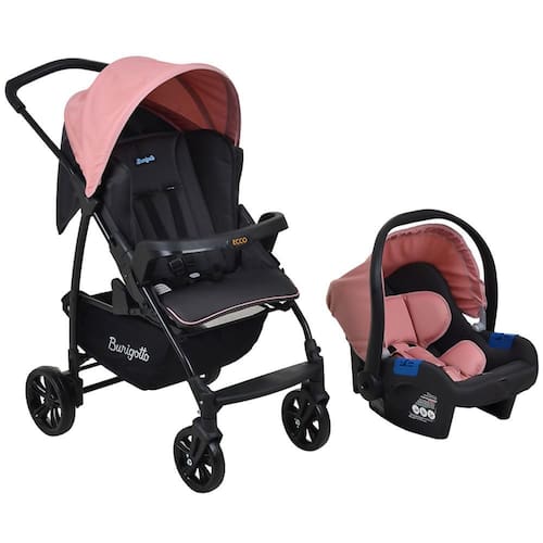 imagem-Carrinho de Bebê Travel System Burigotto Ecco Cinza e Rosa IXCJ4020PR18