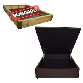 Cama Box Baú Casal Blindada/Reforçada - Corino Marrom
