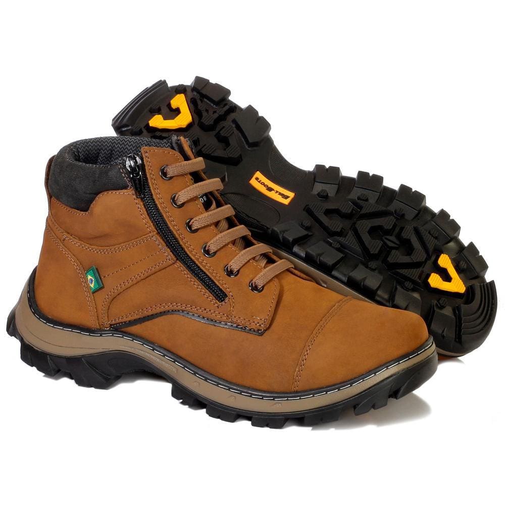 Bota Adventure Masculina Couro Zíper Lateral Conforto Trilha