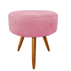 Puf Puff Banqueta Decorativa De Maquiagem Suede Rosê Pés Palito