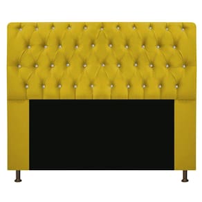 Cabeceira Estofada Lady Com Strass 140cm Queen Size Amarelo