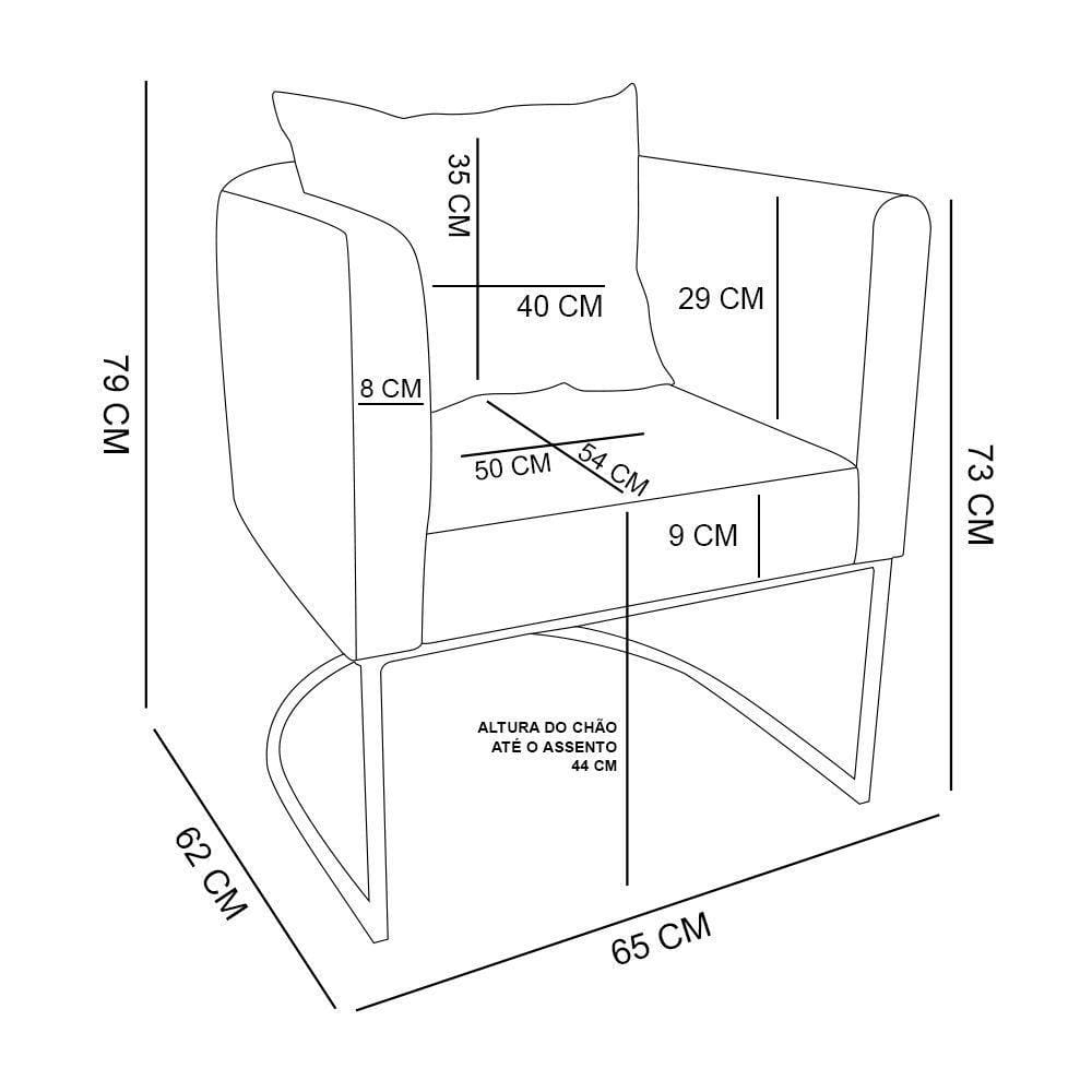Poltrona Corano Nozes Linho Base Metálica Dourado