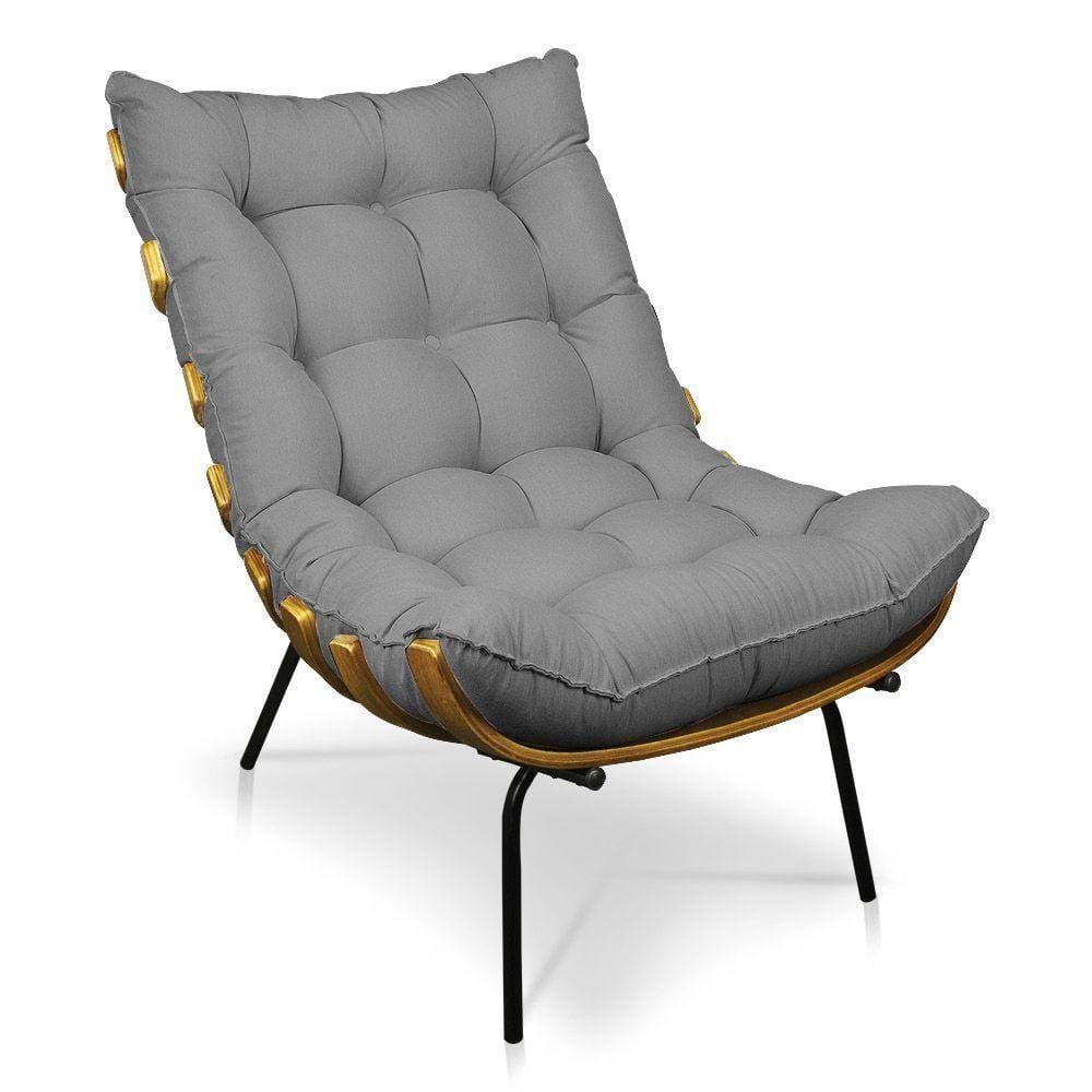 Poltrona Costela Linho Base de Metal A26 Grafite