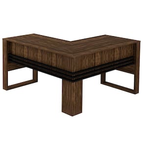 Mesa Para Escritório em L ME4145 Nogal/Preto - Tecno Mobili