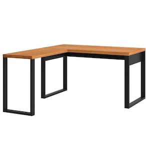 Mesa Escritório Em L Estilo Industrial F22 Freijó/Preto Fosco - Pradel