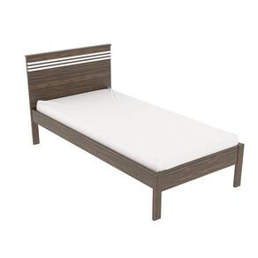 Cama de Solteiro Madeira CM8010 Nogal/Branco - Tecno Mobili