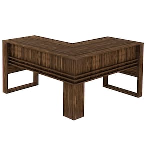 Mesa Para Escritório em L ME4145 Nogal/Nogal - Tecno Mobili
