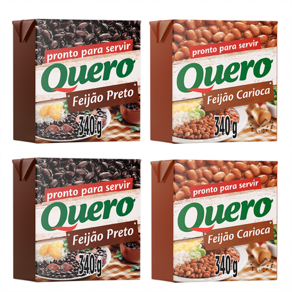 Kit Duo Feijão Quero - Feijão Preto x2 + Feijão Carioca x2