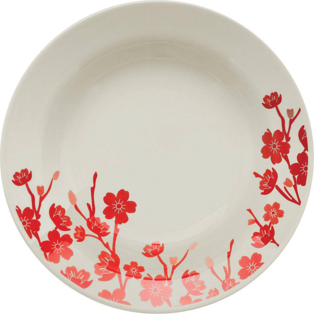 Kit 12 Pratos Fundos Donna Jardim Oriental Oxford® Cerâmica 22cm