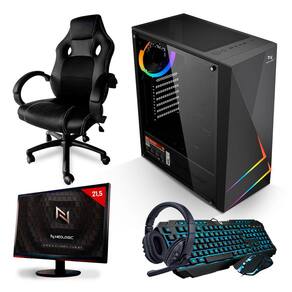 Pc Gamer Completo Neologic Streamer Nli83666 Intel I5 10400F 16Gb (Gtx1650  4Gb) Ssd 240Gb + Hd 1Tb 400W 80 Plus + 2 Monitores 21 + Cadeira - Faz a Boa!