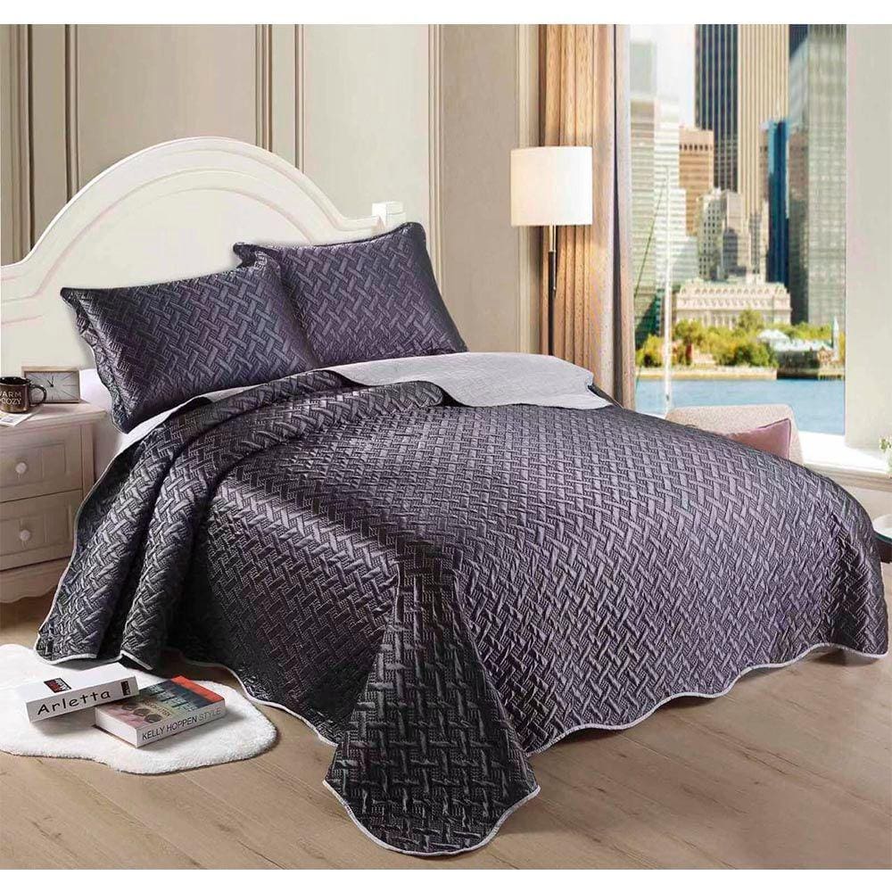 Kit Colcha Cobre Leito Cetim Fashion 3 peças Queen 240x260cm Laus Realce Premium