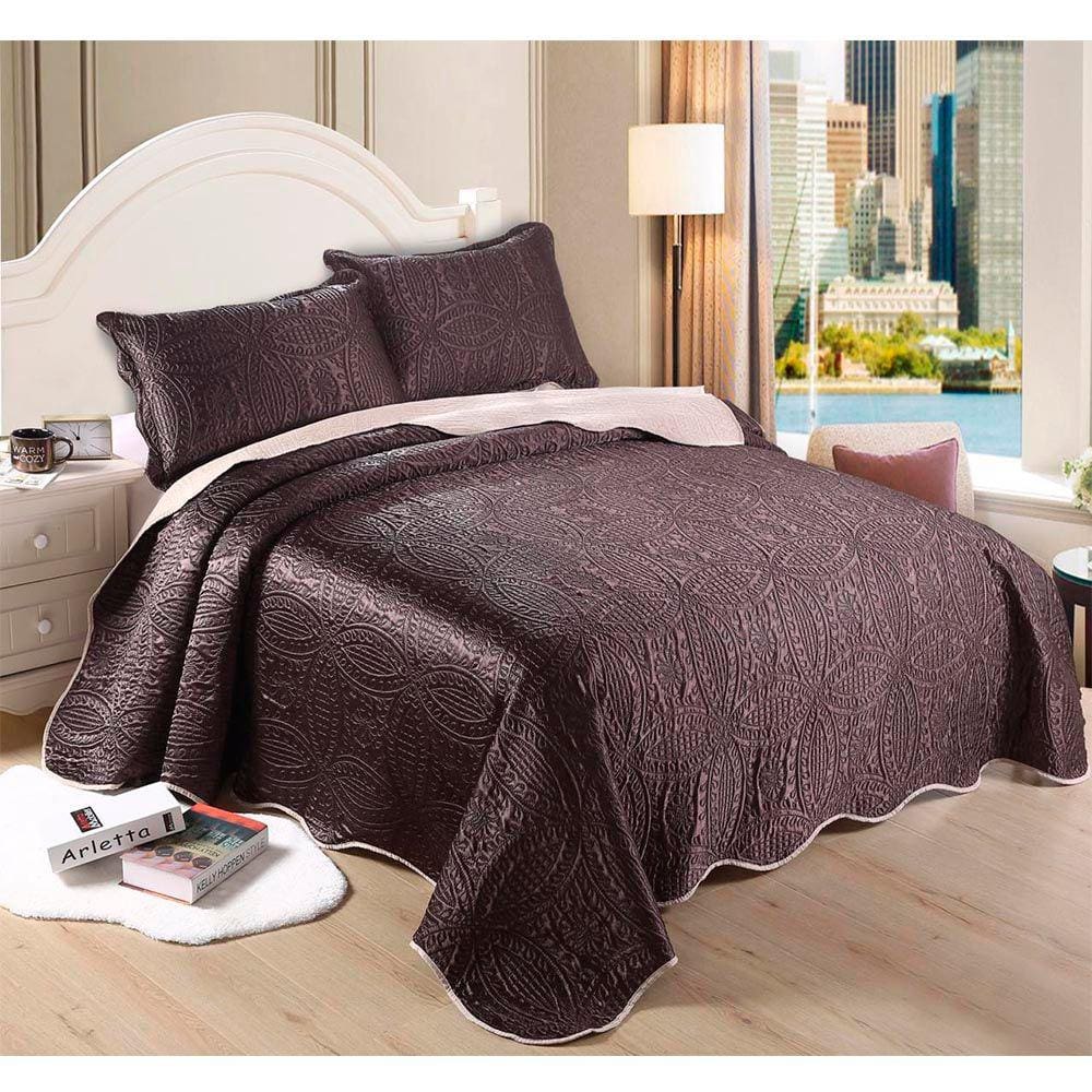 Kit Colcha Cobre Leito Cetim Fashion 3 peças Queen 240x260cm Doa Realce Premium