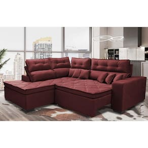 Sofá de Canto 2,60x2,36m Retrátil e Reclinável com Molas Cama inBox Platinum. Esquerdo Suede