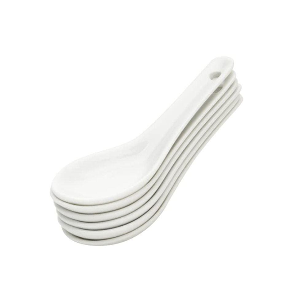 Conjunto 6 Colheres finger Food Porcelana Branca 5cm Lyor