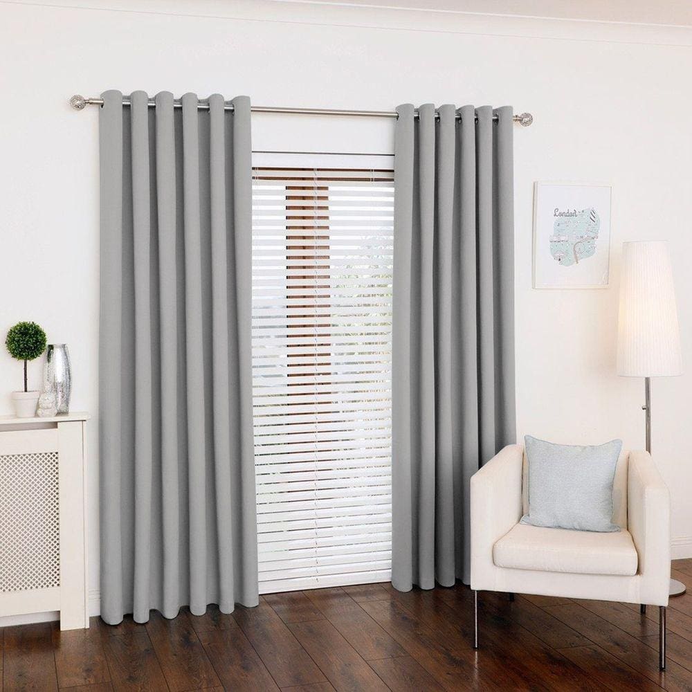 Cortina Cinza-claro 300x250 Ilhós Cromado Sala/Quarto - FABRITEX